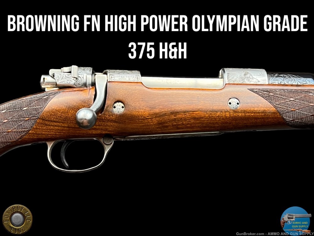 BROWNING FN HIGH POWER OLYMPIAN GRADE 375 H&H SIGNED - EUROPEAN GAME SCENE-img-0