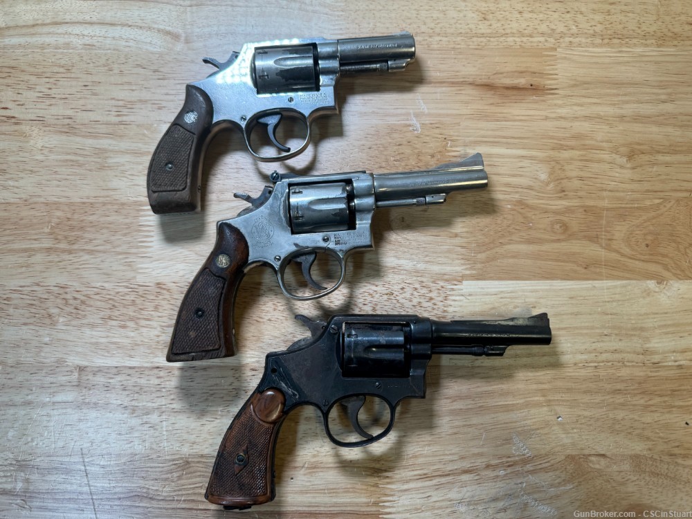 3 Smith & Wesson S&W Revolvers - 13-3 .357, 15-3 .38 spec, Victory .38?-img-0