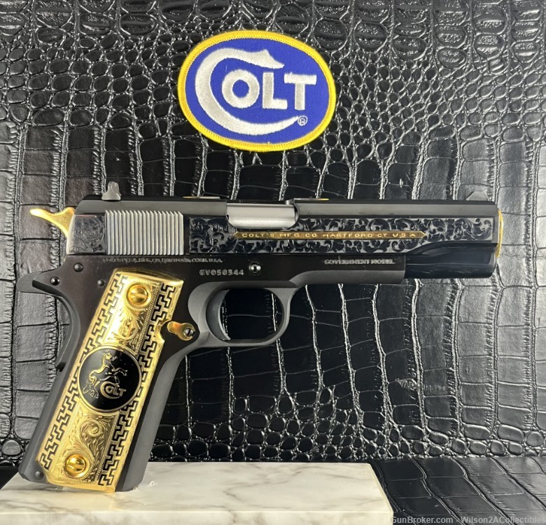 MUST SEE Custom Colt 38 SUPER!  14K Gold + Blued-img-3