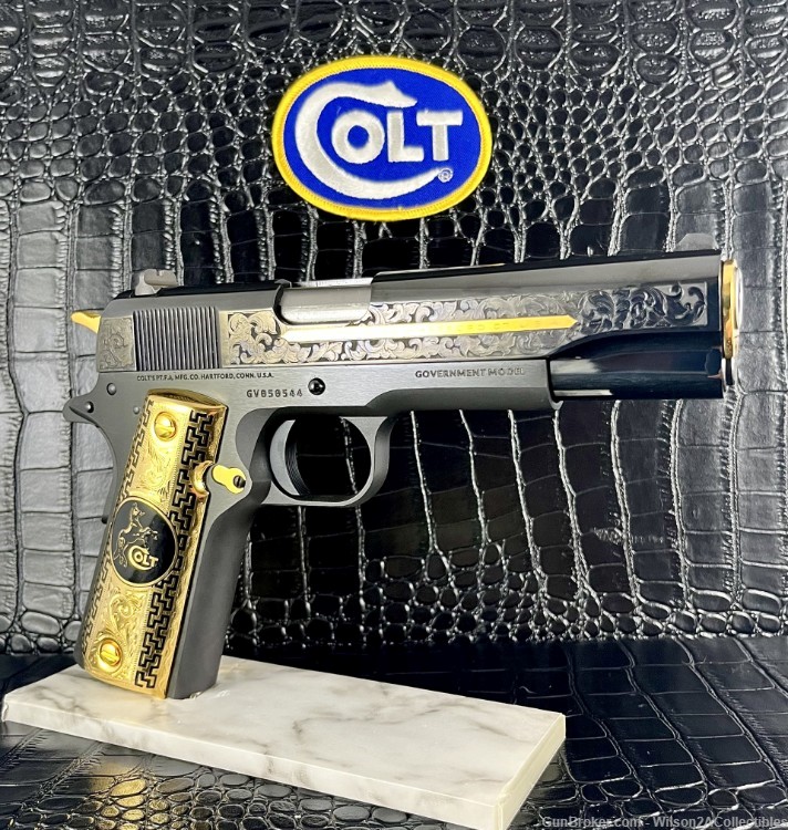 MUST SEE Custom Colt 38 SUPER!  14K Gold + Blued-img-2