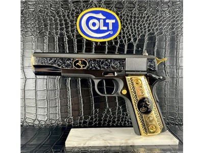 MUST SEE Custom Colt 38 SUPER!  14K Gold + Blued
