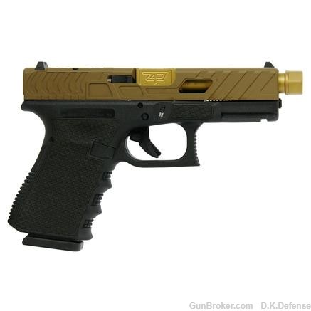 Glock 19G3 Chainmail Stippled Frame Gold Bear Cut Slide/Zaffiri Precision -img-0