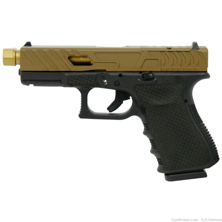 Glock 19G3 Chainmail Stippled Frame Gold Bear Cut Slide/Zaffiri Precision -img-1