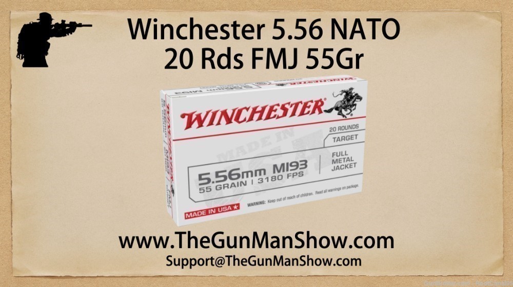 Winchester Ammunition USA 556 55 Grain FMJ 20 Rds/box-img-0
