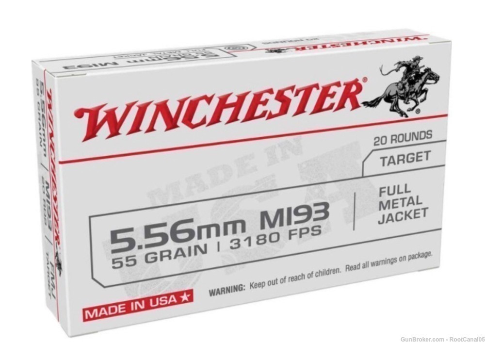 Winchester Ammunition USA 556 55 Grain FMJ 20 Rds/box-img-1