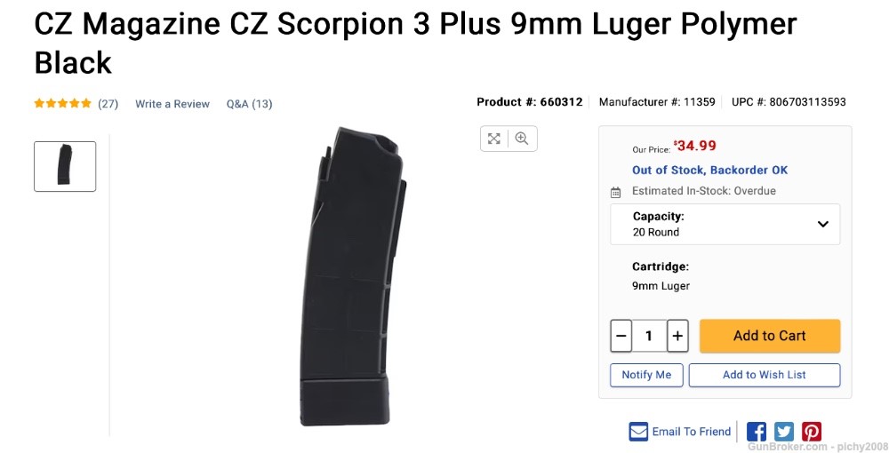 CZ Scorpion 3Plus Magazine 20rd 9mm-img-3