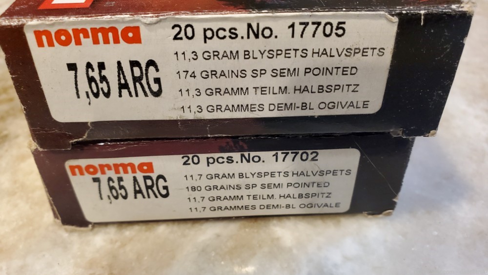 7.65x53 Mauser Argentine Norma NIB - 2 full boxes 40 rounds -img-4