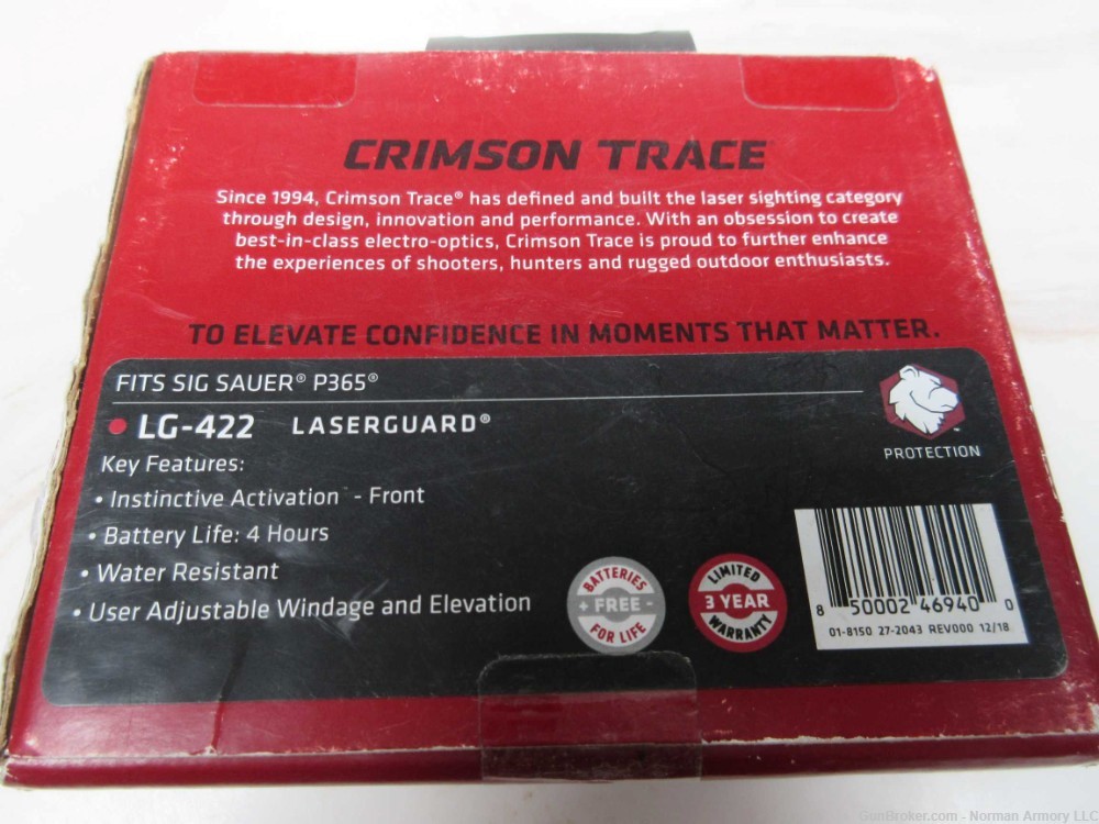 Crimson Trace LG-422 Red LaserGuard For SIG Sauer P365-img-1