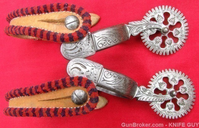 1870s CHISELED ROUND ROWEL BIRD SHANK SPURS-img-10