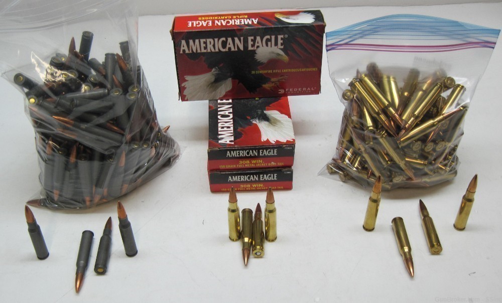 300+ rounds .308 Winchester 150 gr. FMJ ammo, Federal, PMC, Tula New!-img-0