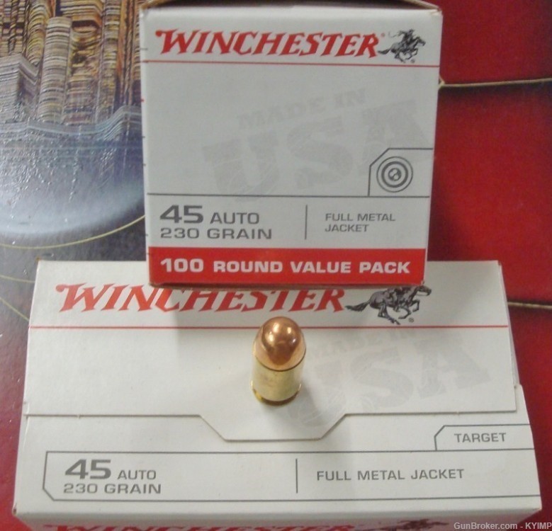 100 Winchester .45 acp 230 gr FMJ NEW ammo USA45AVP-img-2