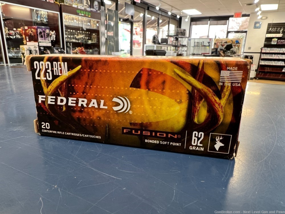 Federal 223 Rem FUSION Bonded Soft Point 62gr Hunting Ammo-img-0