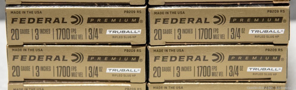 FEDERAL Premium TruBall 20 gauge 3 inch Slugs 1700 fps      -img-2