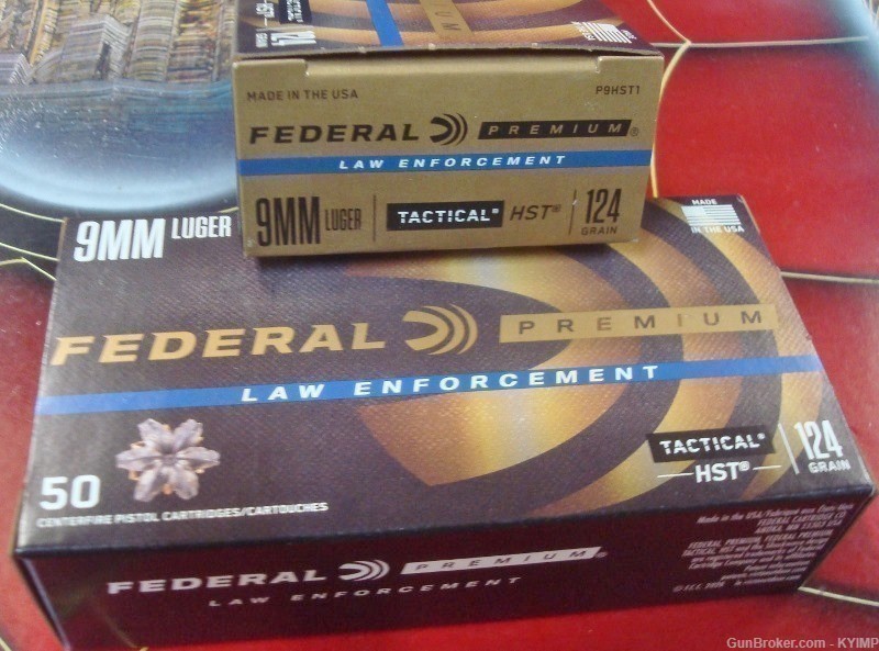 100 Federal 9mm HST 124 gr JHP LE TACTICAL P9HST1 new ammunition-img-1