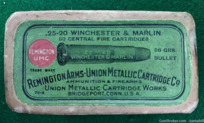 25-20 WCF   UNION METALLIC CARTRIDGE CO.  Winchester & Marlin,  2 Piece Box-img-0