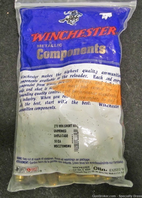 50 PC Brand New Winchester 270 Win Short Mag (WSM) Brass Flat Rate Shipping-img-0