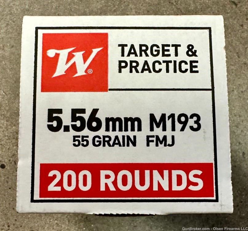WINCHESTER USA 5.56 WM193200 55 GR FMJ 556 M193  200 ROUNDS -img-1