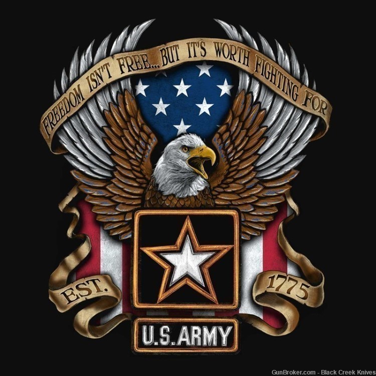 Military Officially Licensed U.S. Army Freedom Black Adult T-Shirt NWT -img-2