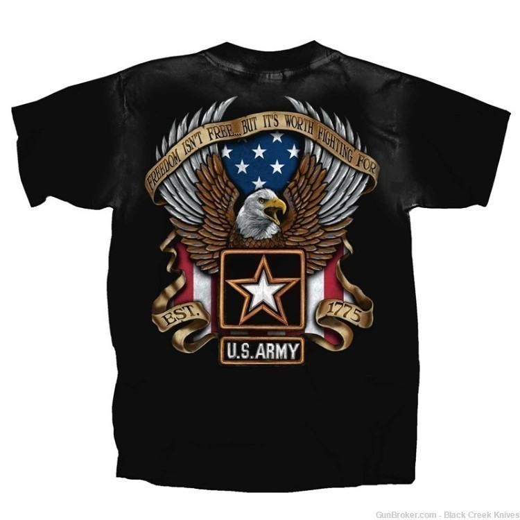 Military Officially Licensed U.S. Army Freedom Black Adult T-Shirt NWT -img-0