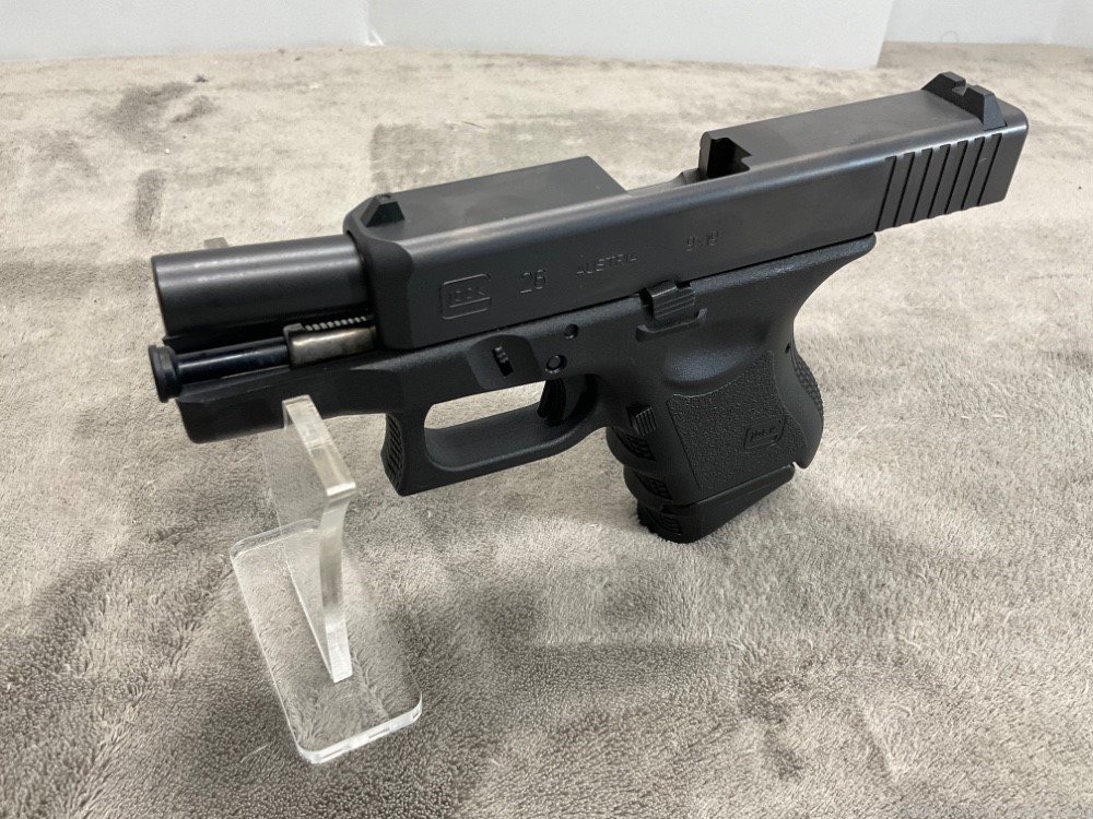 Glock 26 Compact Conceal 9mm with 2 grip extended mags 3” barrel black-img-3