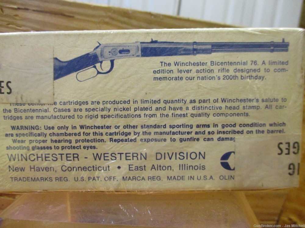 One Box Of  20 Rounds Marked Winchester Bicentennial , Action Proving Dummy-img-1