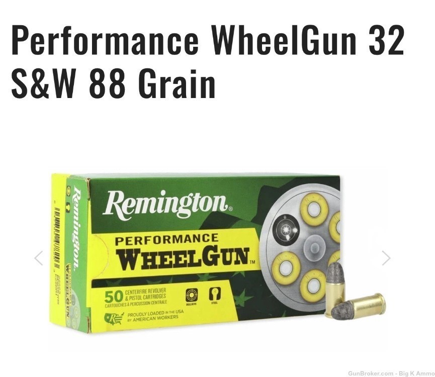 Remington .32 S&W “short” 88 grain lead round nose 50 Rds No CC Fees-img-1