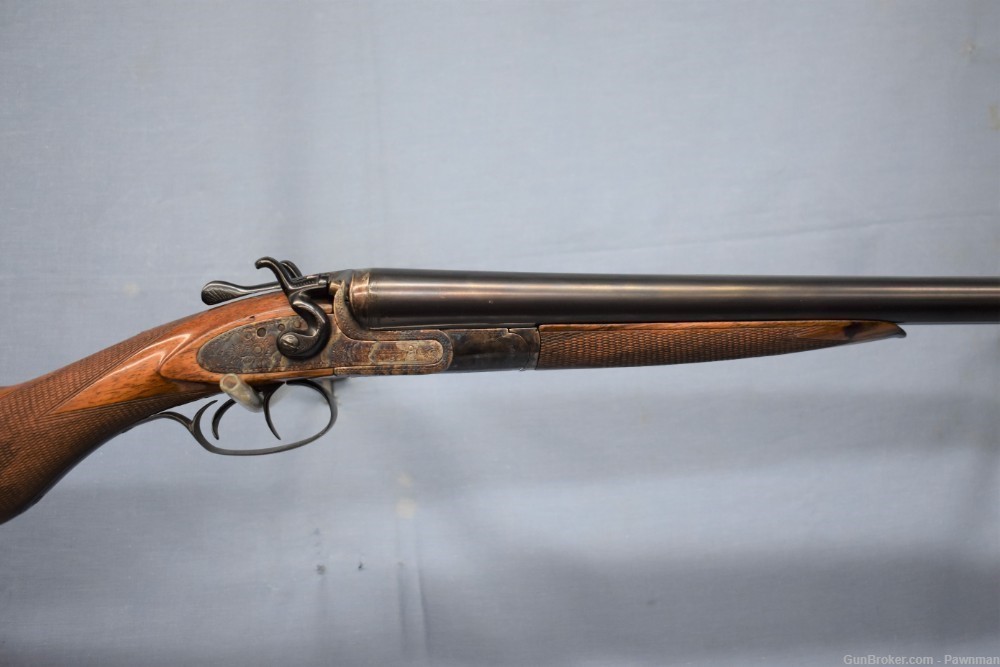 English Mortimer 12G SxS black powder shotgun made 1855-1887-img-2