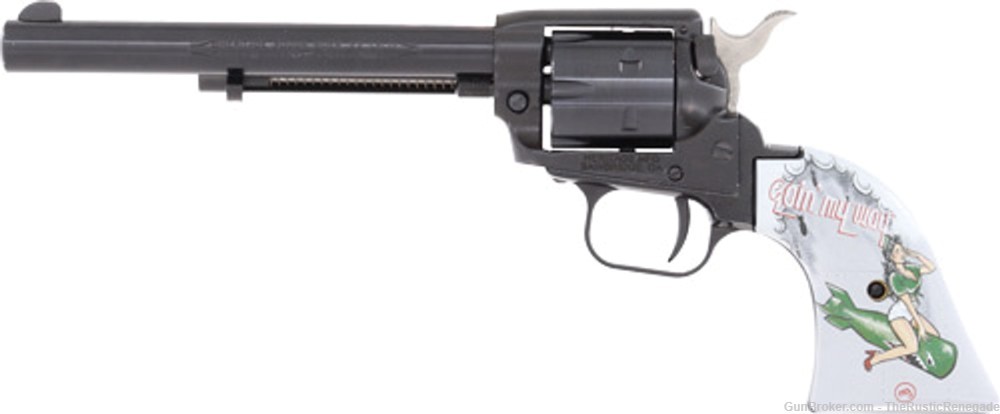 Heritage Rough Rider Going My Way 22LR, 6.5" Barrel, Pinup Grips, Blued-img-0
