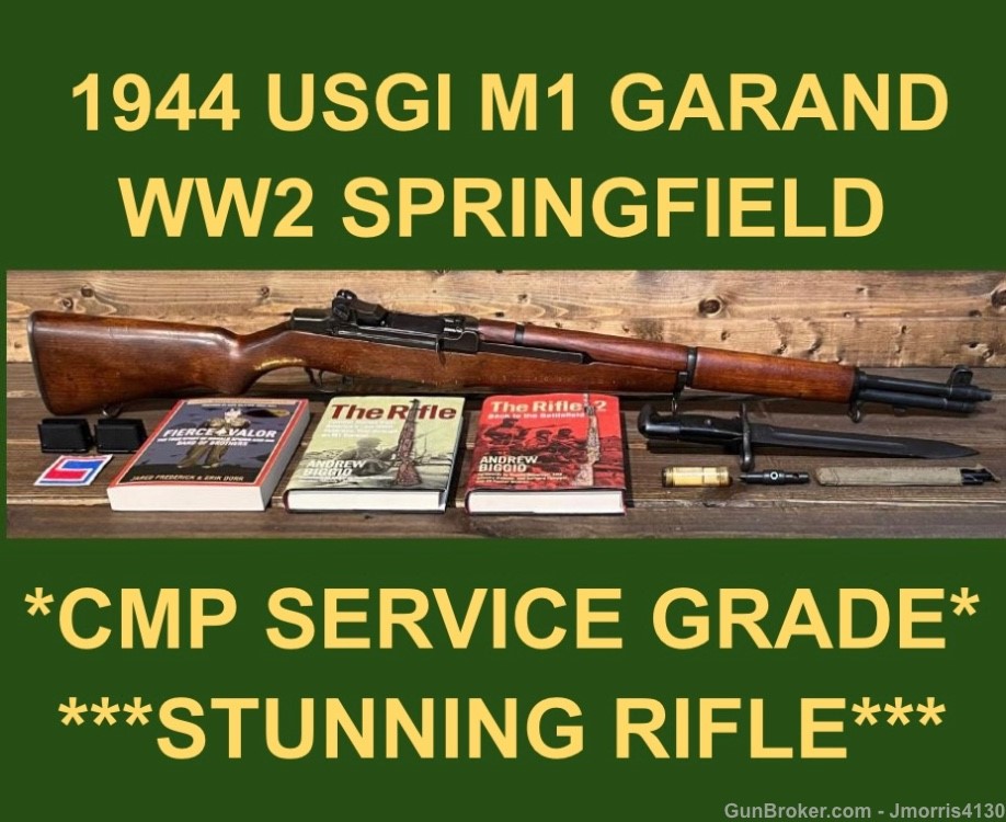 M1 GARAND 1944 SPRINGFIELD CMP SERVICE GRADE MATCHING STOCK GORGEOUS GARAND-img-0