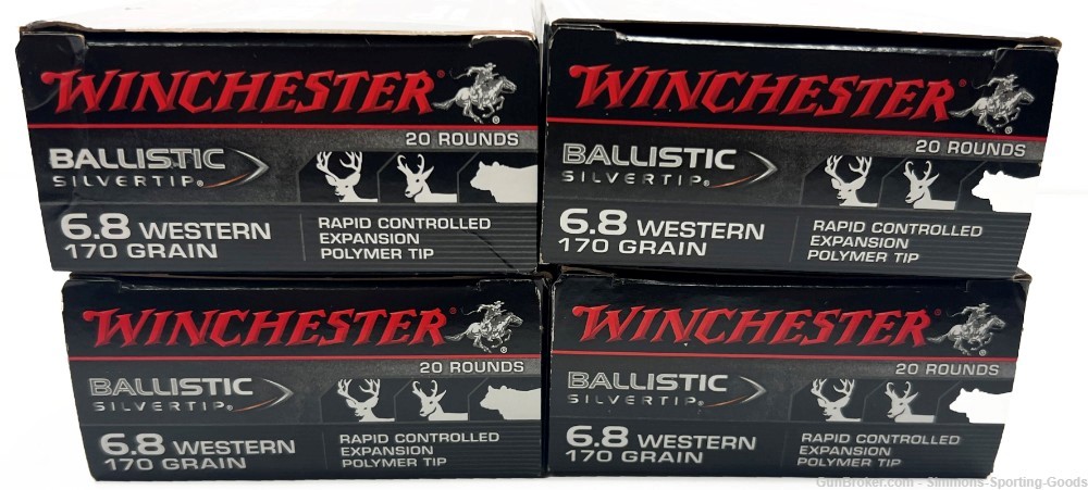 Winchester(SBST68W) 6.8 Western 170 gr Rifle Ammunition - Qty. 4Bxs/80Rds-img-0