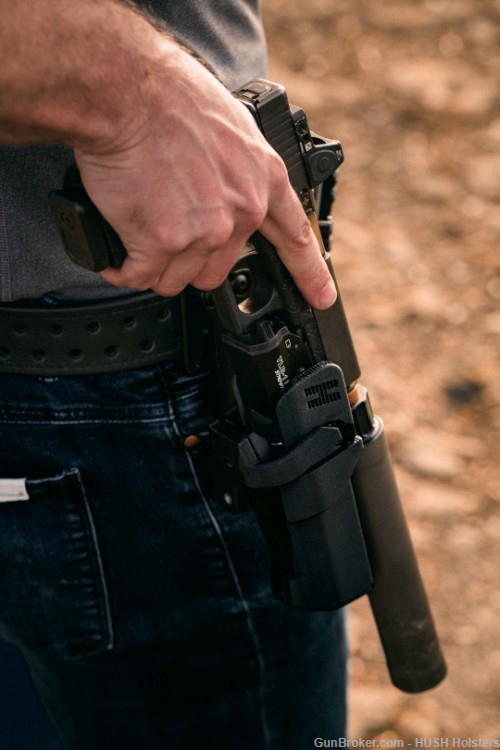 Suppressed Handgun Holster-  TLR1/TLRVIRII- HUSH Holster With Drop Leg-img-0