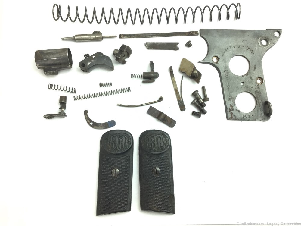 WWI German Dreyse Model 1907 Grip Panels & Small Parts Kit 7.65mm-img-0
