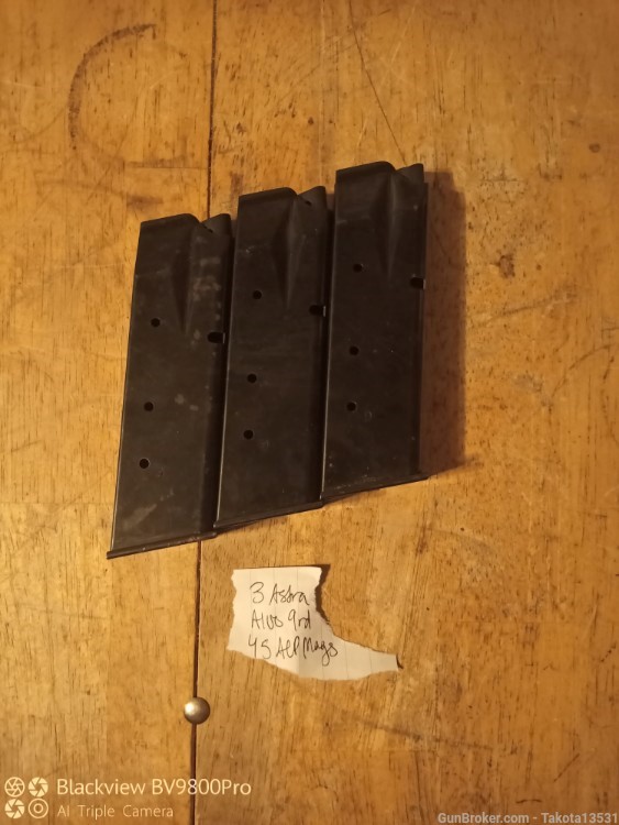 Lot of 3 Astra A100 9rd .45 ACP Magazines (Made by Mecgar)-img-0