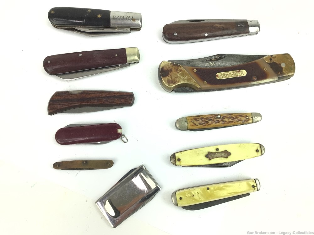 Lot of 11 Vintage Folding Knives Otter Barlow Schrade Old Timer-img-1