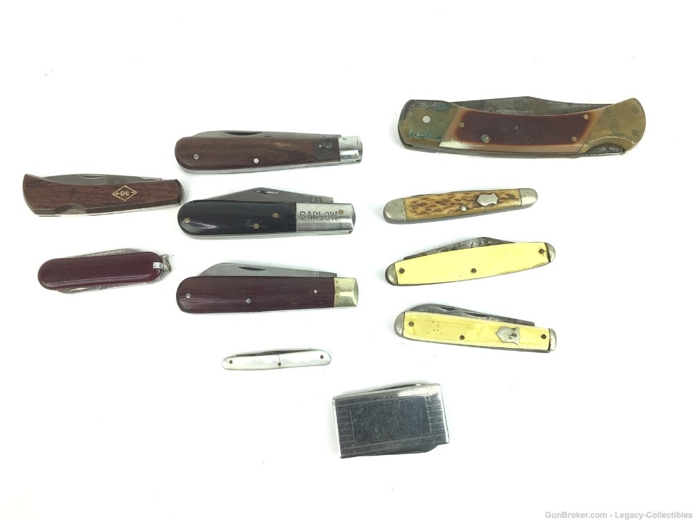 Lot of 11 Vintage Folding Knives Otter Barlow Schrade Old Timer-img-0