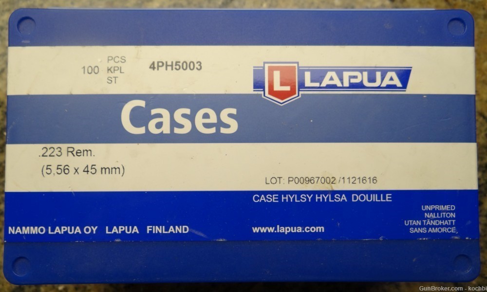100 pieces of Lapua 223 brass factory sealed box New Old Stock-img-0