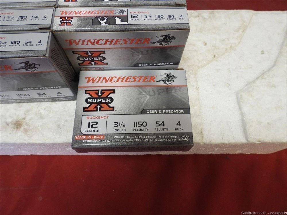 Winchester Super-X Buckshot 12ga 3-1/2" 4 Buck - 8 boxes NEW-img-2