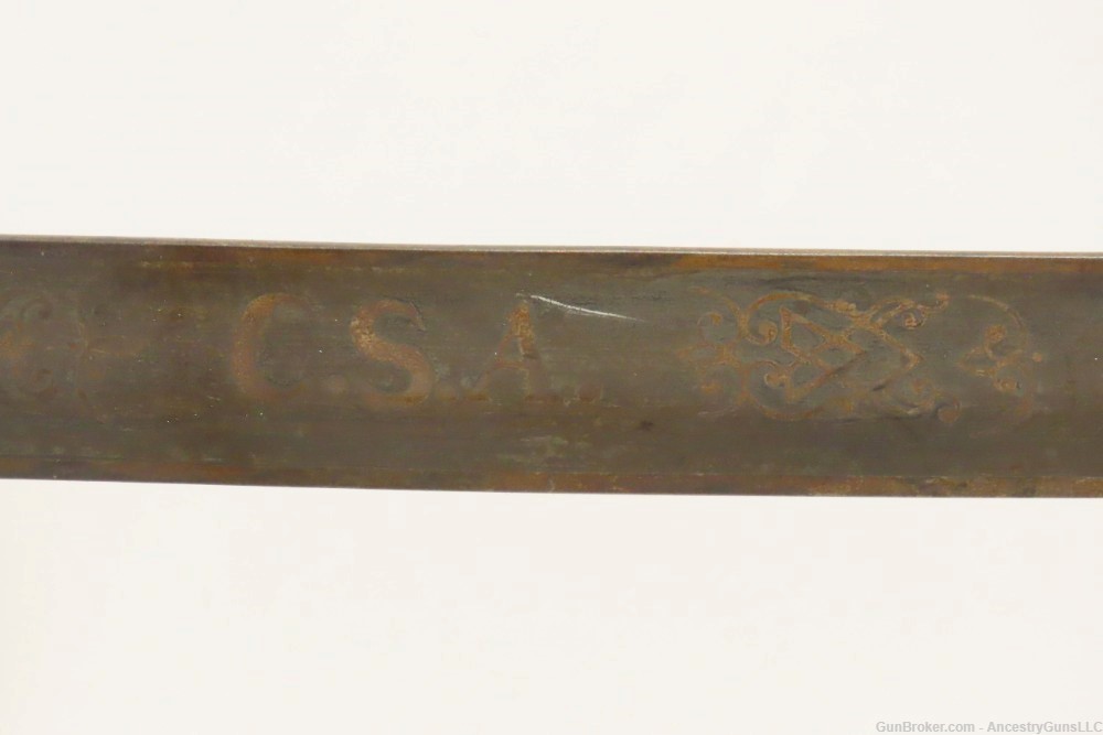  “C.S.A.” Marked Model 1850 Pattern FOOT OFFICER’S Sword Etched Blade BRASS-img-5