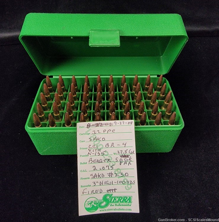 22PPC Ammunition Professionally loaded by Sierra Bullets  -Select your Box--img-3