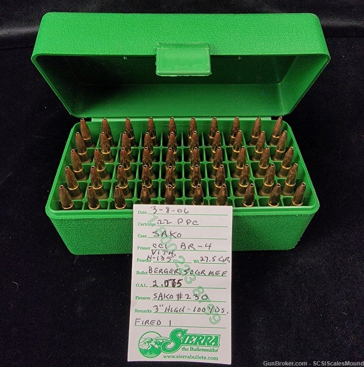 22PPC Ammunition Professionally loaded by Sierra Bullets  -Select your Box--img-2