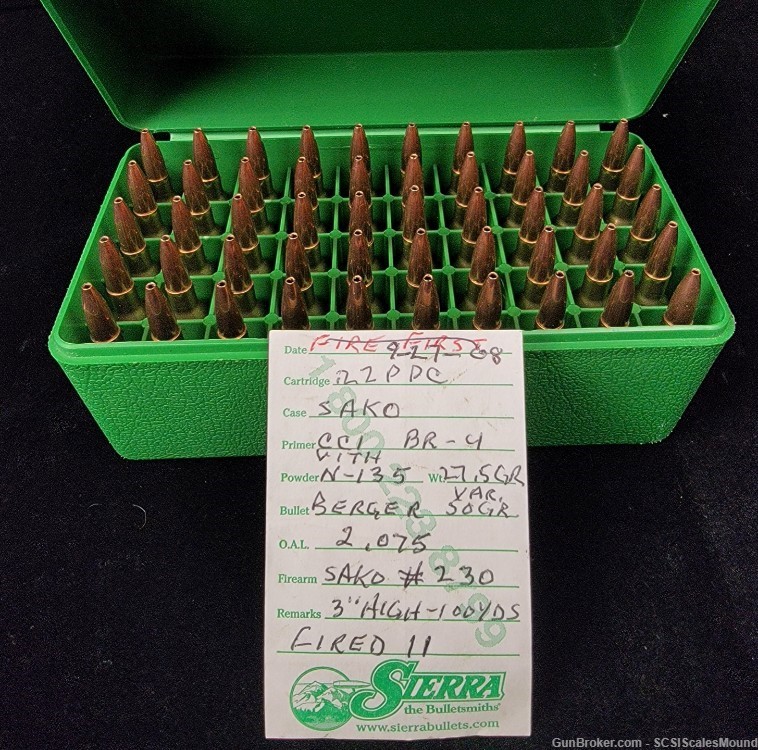 22PPC Ammunition Professionally loaded by Sierra Bullets  -Select your Box--img-4
