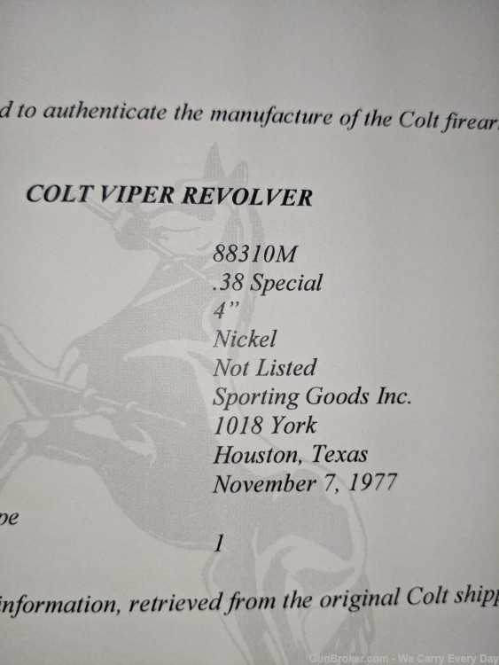 1977 Colt Viper with Box & Papers & Lettered-img-20