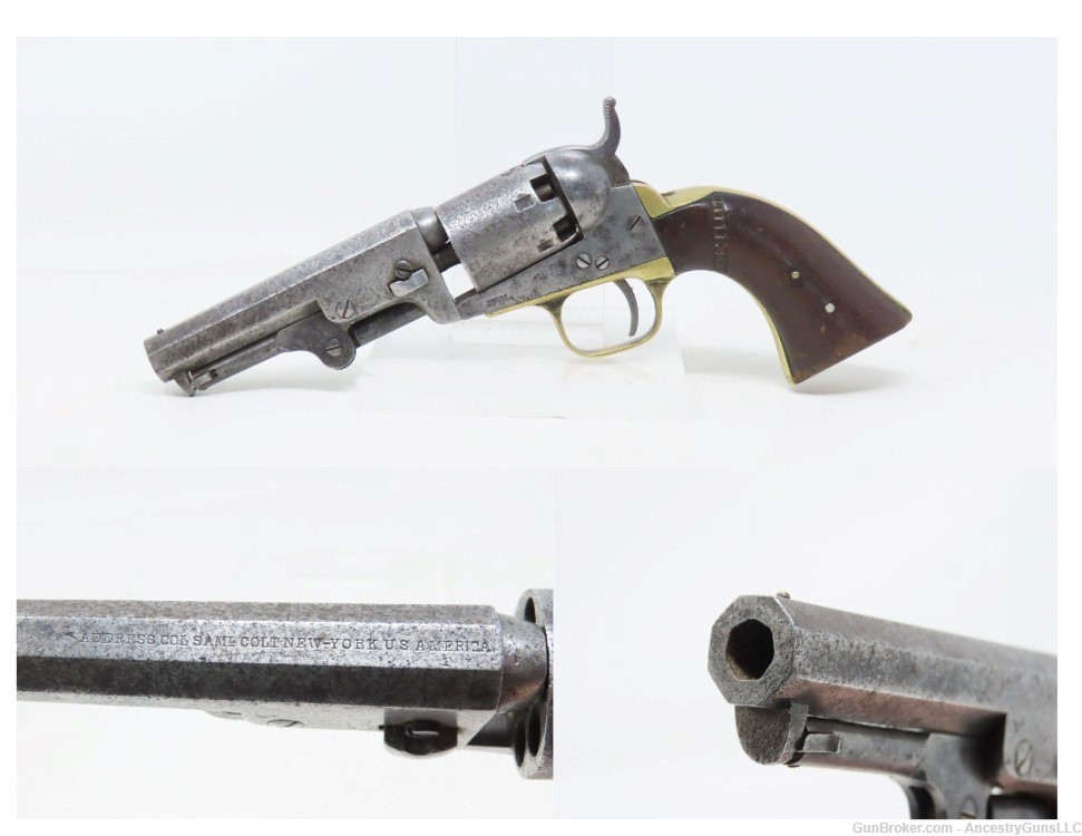 c1862 mfr. COLT Antique CIVIL WAR .31 Percussion Model 1849 POCKET Revolver-img-0