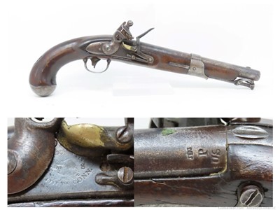Antique SIMEON NORTH U.S. CONTRACT Model 1819 .54 Caliber FLINTLOCK Pistol 