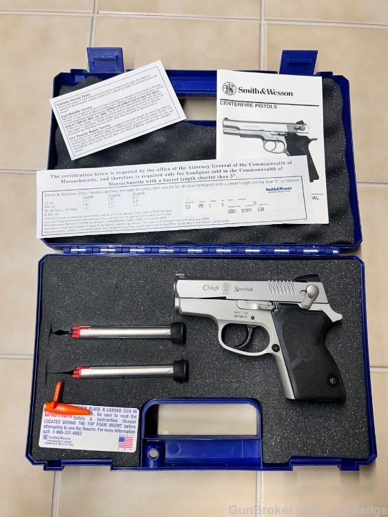 Scarce Smith & Wesson CS9 SS Chiefs Special 9mm Luger 3.25" Factory Boxed-img-0