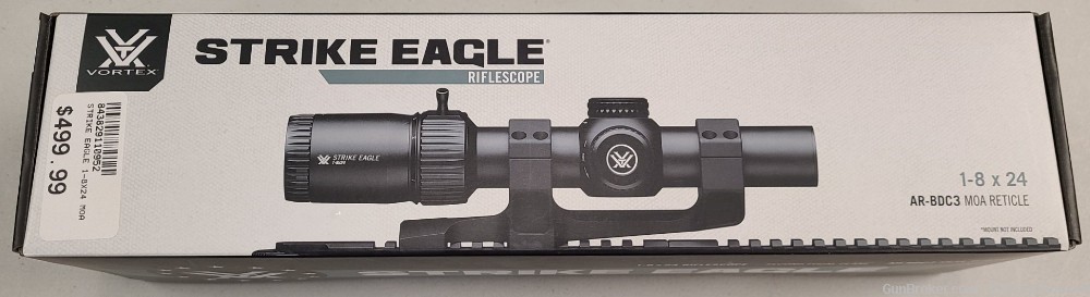 Vortex Strike Eagle Scope 1-8x24 AR-BDC3 MOA Reticle. NEW! Take A Shot!-img-0
