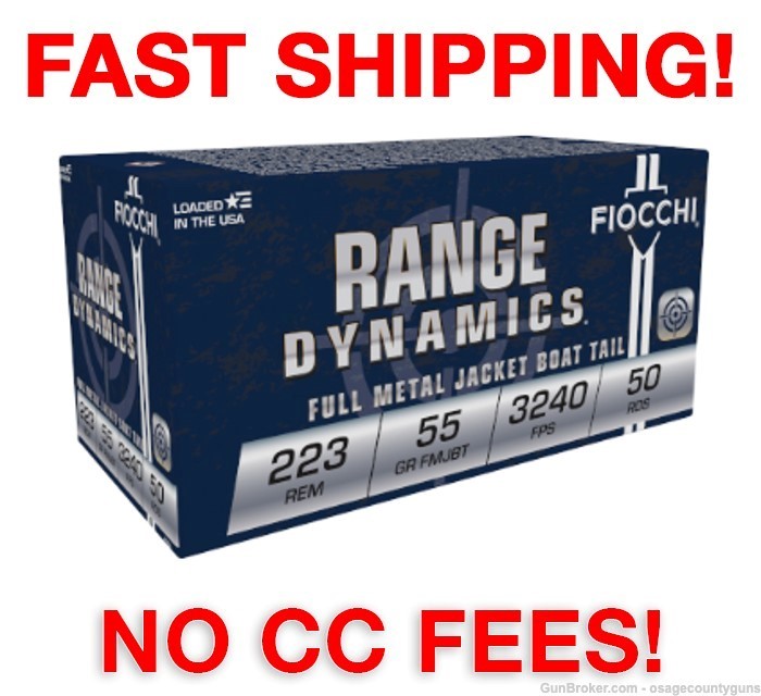 NO INSURANCE UPCHARGE Fiocchi 223 Range Dynamics - 55 Gr -  ammo - 1000 Rds-img-0