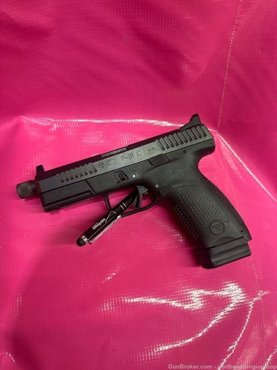 CZ P-10C with threaded barrel and suppressor height night sights-img-0
