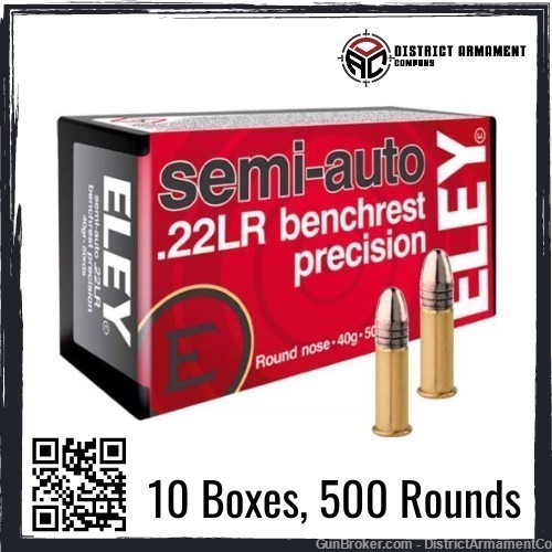 Eley Precision 22LR 40GR Semi Auto Bench Rest 10 Boxes 500 Rounds -img-0
