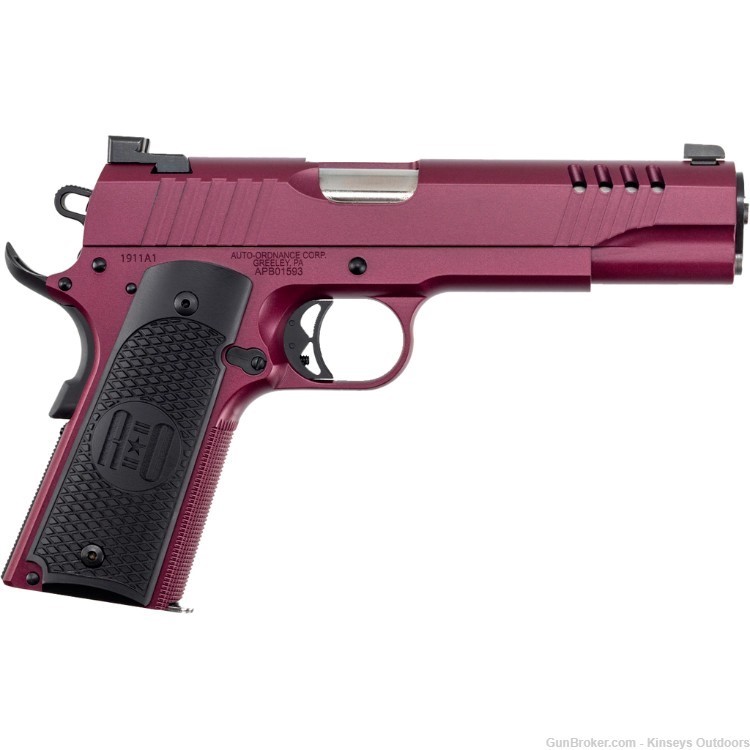 Auto-Ordnance 1911 Pistol 45 ACP 5 in. Black Cherry Cerakote 7 rd.-img-0